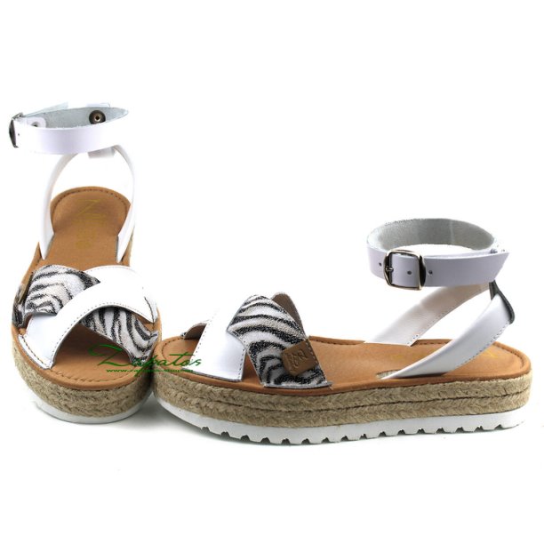 AB. ZAPATOS CRUZ/YUTE · blanco zebra+Ab.Zapatos PELLE Milan (930) perla - Imagen 7
