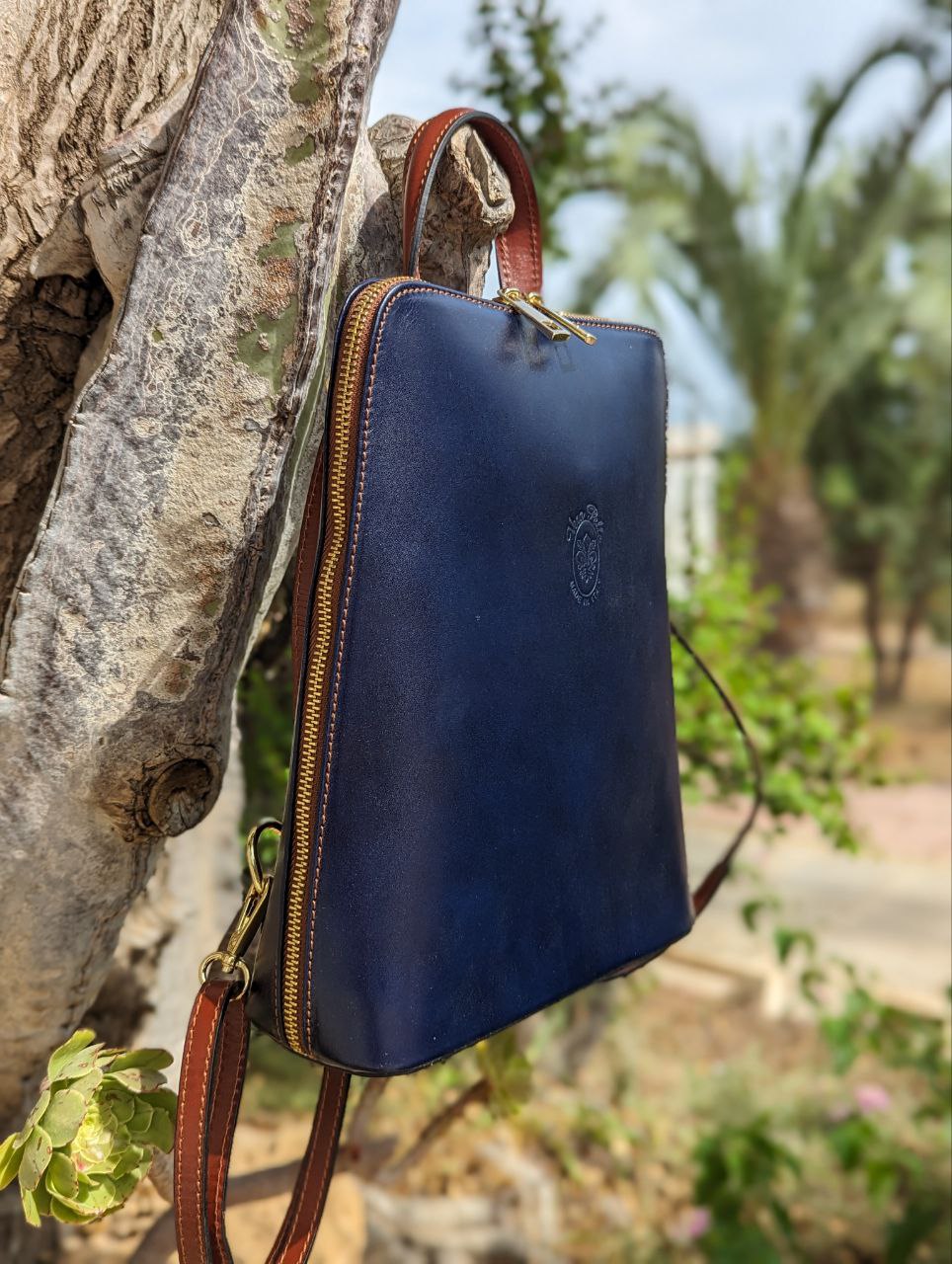 AB.Z PELLE MOCHILA VERA PELLE (590) marino-cuero - Imagen 2