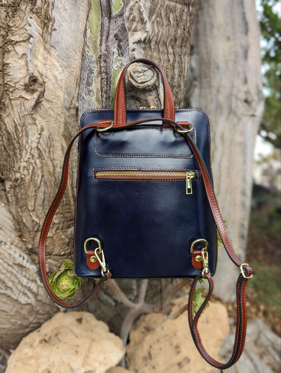 AB.Z PELLE MOCHILA VERA PELLE (590) marino-cuero - Imagen 3