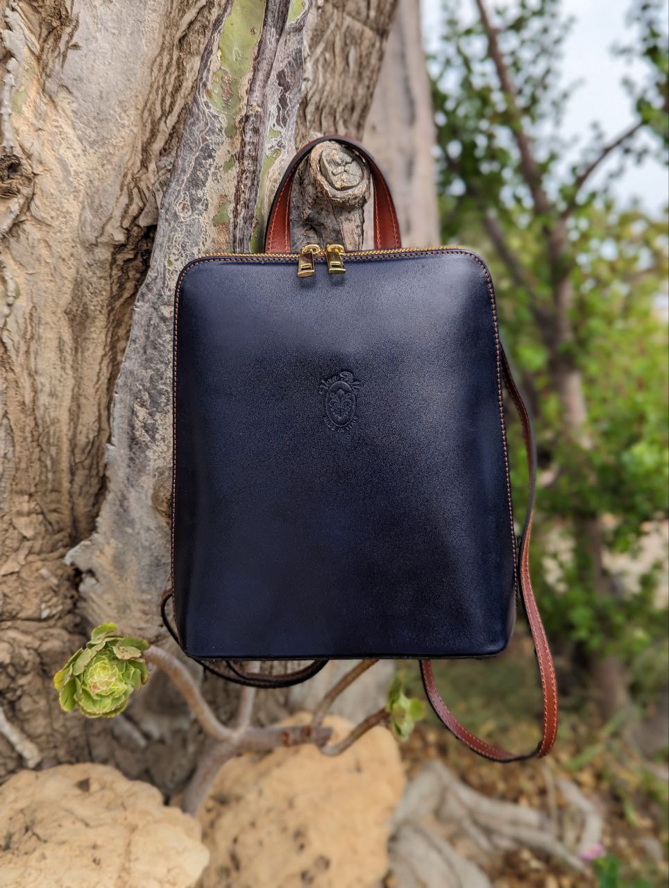 AB.Z PELLE MOCHILA VERA PELLE (590) marino-cuero - Imagen 4